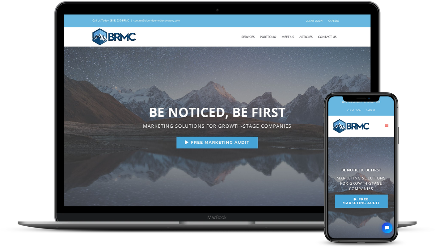 Blue Ridge Media Company WordPress website that is mobile friendly and mobile optimized