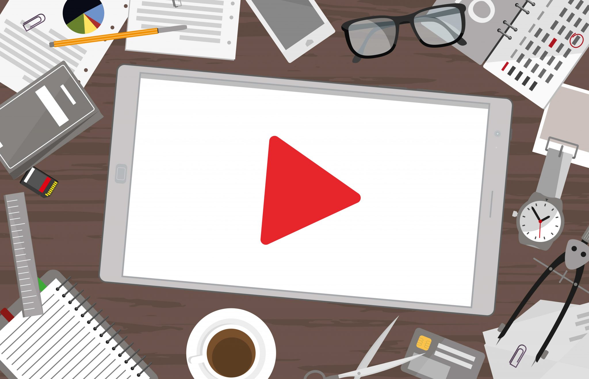 Youtube logo on I-pad and other things on the side icon