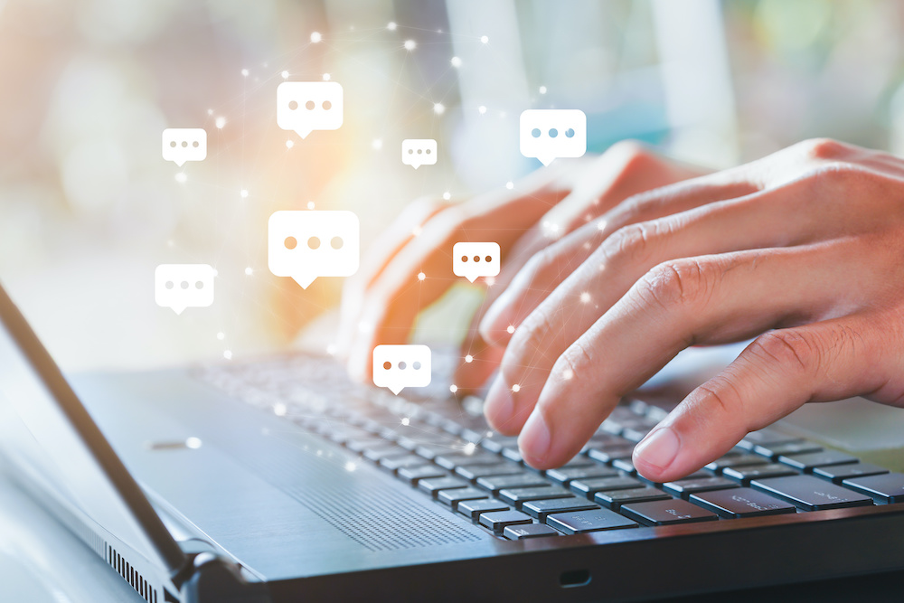 A person engages with a chat widget for website